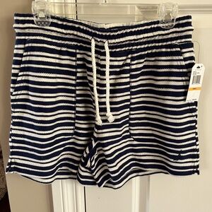 NWT- Nautica, Women’s, Size S, Terry, Striped Shorts- Navy Blue/Off-White